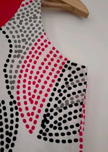 Retro Dot Print V-Neck Top