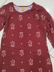 Maroon Printed Kurta