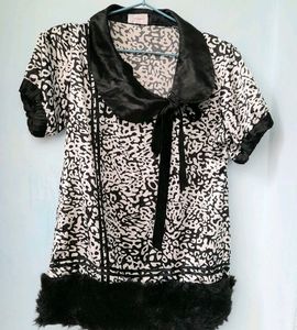 Vintage Black & White Print Mini Dress