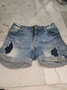 Distressed Denim Shorts
