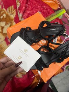 Sparkling Black Strappy Heels
