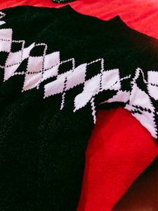 Black Argyle Knit Sweater