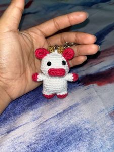 Crochet Handmade Amigurumi Cow Keychain