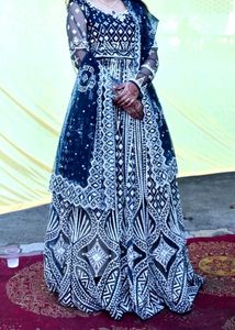 Elegant Blue Lehenga with pearl and stone work