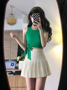 Green Tie-Front Crop Top