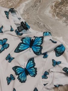 Butterfly Print backless Crop Top