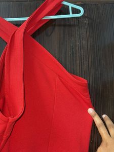 Chic Red Halter Neck Dress
