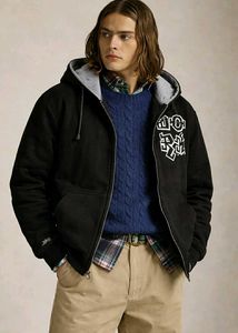 Over Size Black Graphic Zip-Up Hoodie