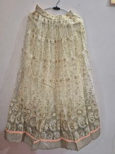 Peach &amp; Cream Embellished Lehenga Choli Set