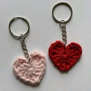 Crochet Heart Keychains (Set of 2)