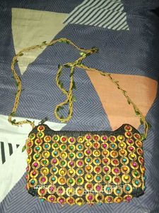 Unique Beaded Leaf Design Crossbody Bag
