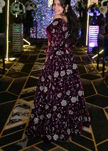 Elegant Purple Velvet Lehenga Choli