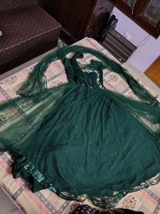 Stunning Emerald Green Gown with dupatta