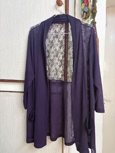 Purple Lace Detail Cardigan