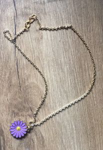 Purple Daisy locket Necklace Chain