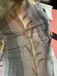 Elegant Grey Saree with Leaf Print