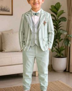 Boys Mint Green Striped Suit