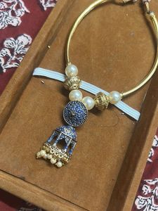Exquisite Pearl &amp; Jhumka hansli Necklace Set