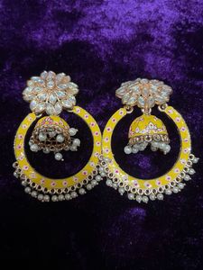 Yellow Jhumka Hoop Earrings