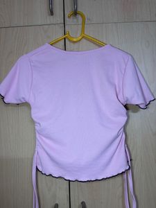 Pink adjustable crop Top