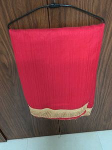 Vibrant Red Saree with Golden Border