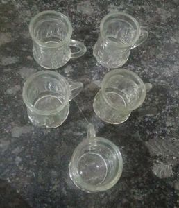 Set of 5 small Glass Cups with Handles