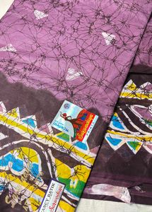 Fancy cotton blend Batik Print Saree