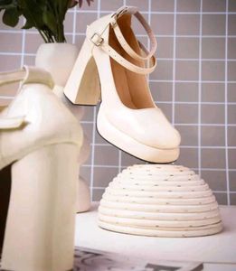 Cream Platform Block Heels