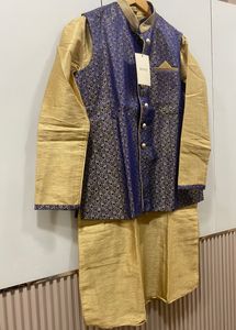 Straight Kurta With Chutidar,Printed Nehru Jacket