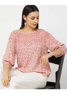 Chic Pink Floral Print Tunic Top