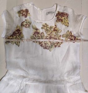 White Floral Print A-Line Dress