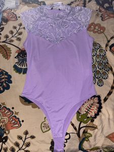 Lavender Lace Trim Crop Top