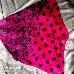 I.Vibrant Pink &amp; Black Polka Dot Scarf top