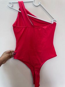 Red One-Shoulder Bodysuit