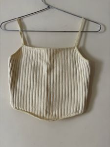 Cream Ribbed Knit Camisole