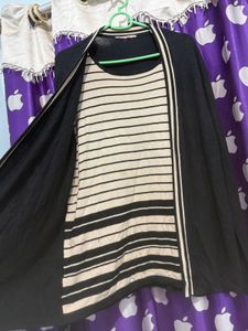 Chic Black &amp; Cream Striped Cardigan