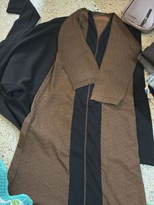 Brown & Black Striped Abaya