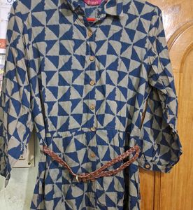 Printed Dress with Belt