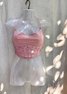 211110. Pink Corset Style Halter Top