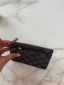 Designer Checkered Coin Pouch