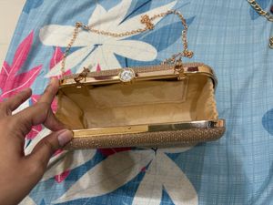 Sparkly Gold Evening Clutch Bag- New