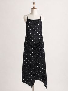 Black Heart Print Midi Dress