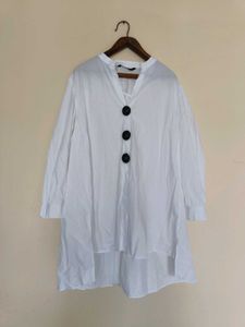Chic White Button-Up Tunic Top