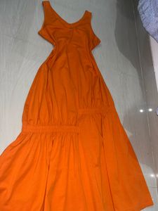 V-Neck Orange Maxi Dress