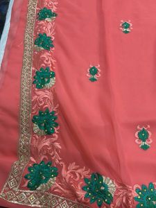 Embroidered Orange 🍊 saree