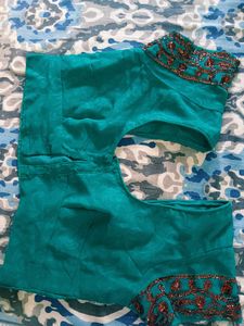 Elegant Teal Embroidered Saree