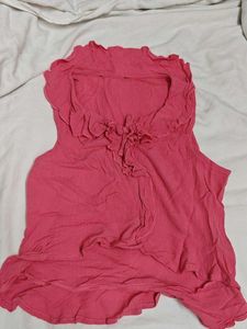 Pink Ruffled Crop Top
