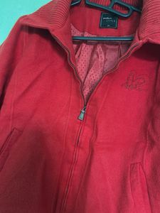 Red Zip-Up Bomber Style Jacket