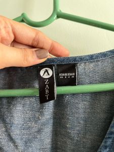 Stylish Ruffled Denim Blue Top