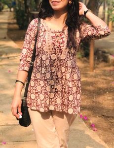 Maroon Floral short Kurta